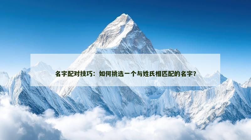 名字配对技巧：如何挑选一个与姓氏相匹配的名字？