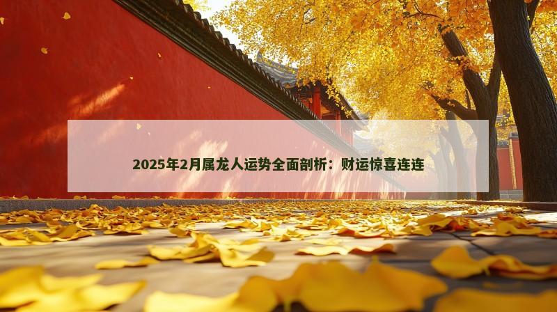 2025年2月属龙人运势全面剖析:财运惊喜连连