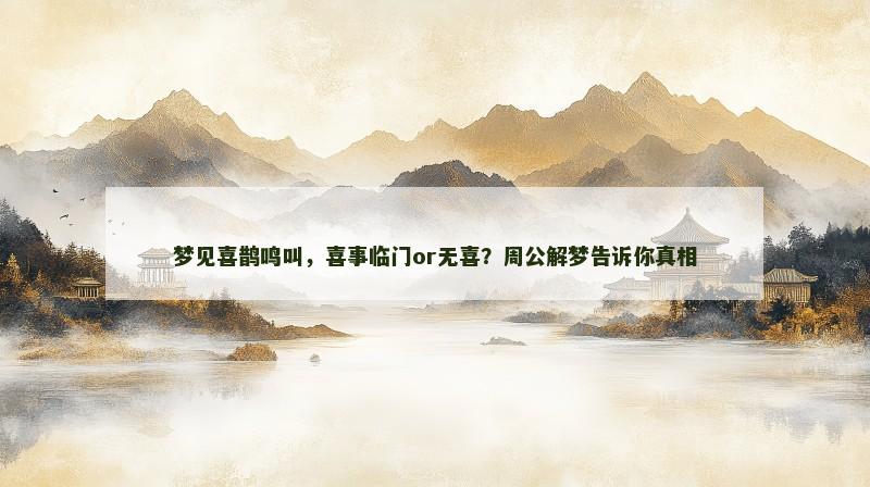 梦见喜鹊鸣叫,喜事临门or无喜?周公解梦告诉你真相