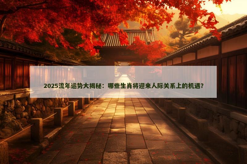 2025流年运势大揭秘:哪些生肖将迎来人际关系上的机遇?