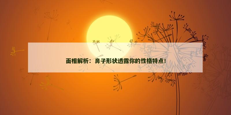 面相解析:鼻子形状透露你的性格特点!