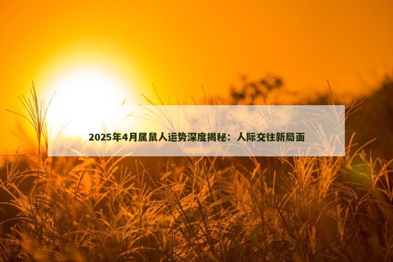 2025年4月属鼠人运势深度揭秘:人际交往新局面