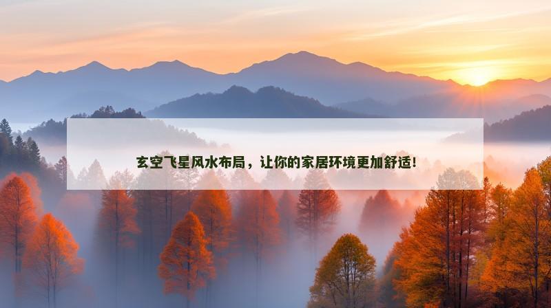 玄空飞星风水布局,让你的家居环境更加舒适!