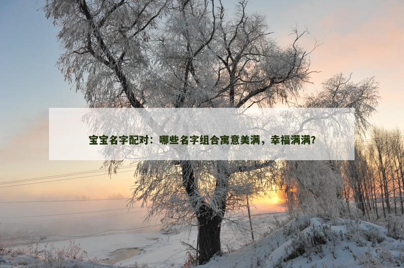 宝宝名字配对：哪些名字组合寓意美满，幸福满满？