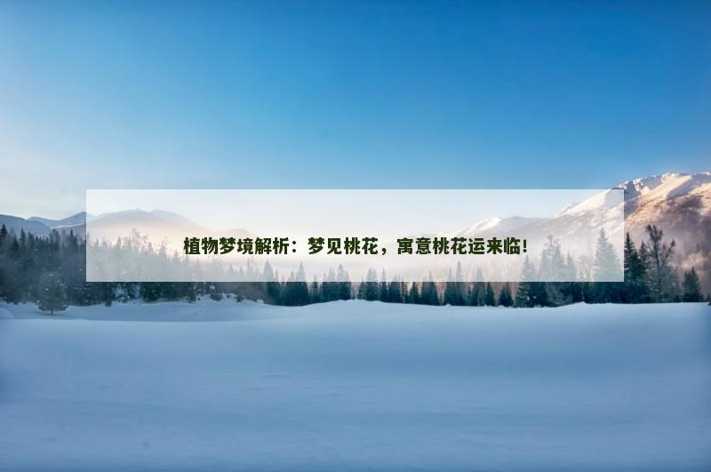 植物梦境解析：梦见桃花，寓意桃花运来临！