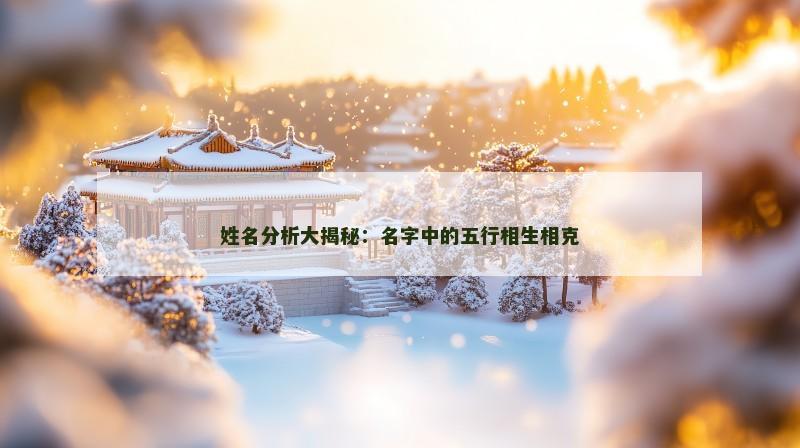 姓名分析大揭秘：名字中的五行相生相克
