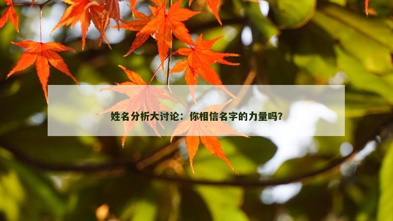 姓名分析大讨论：你相信名字的力量吗？