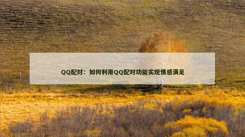QQ配对：如何利用QQ配对功能实现情感满足